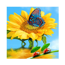 Load image into Gallery viewer, Butterfly And Sunflower 30*30CM (canvas) Full Round Drill Diamond Painting
