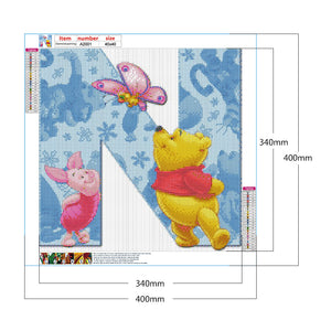 Pooh Letter N 40*40CM £¨canvans) Full Round Drill Diamond Painting