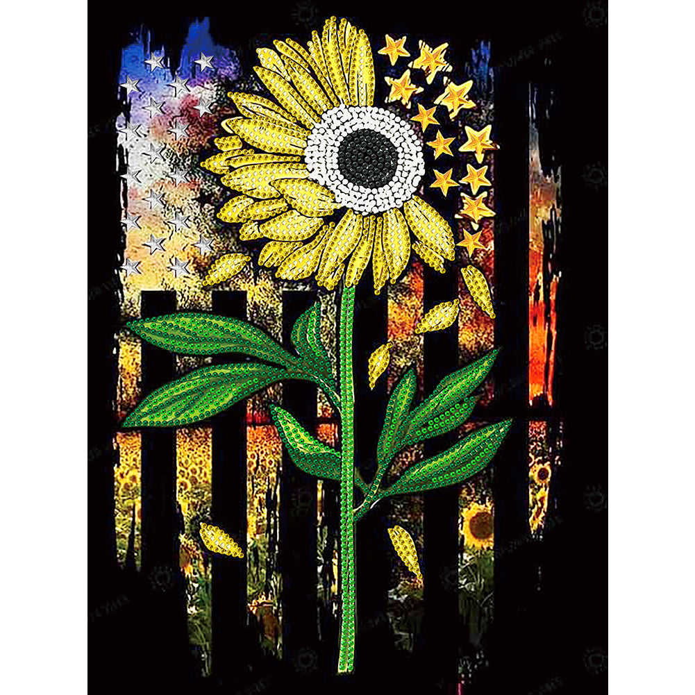 Sunflower 30*40CM (canvas) Partial Special-Shaped Drill Diamond Painting