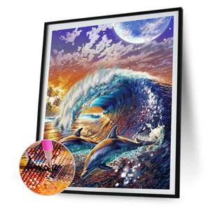 Dolphin 30*40CM £¨canvans) Full Round Drill Diamond Painting