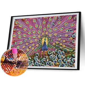Peacock 40*30CM £¨canvans) Partial Special-Shaped Drill Diamond Painting