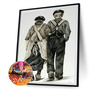 Old Couple 40*50CM £¨canvans) Full Round Drill Diamond Painting
