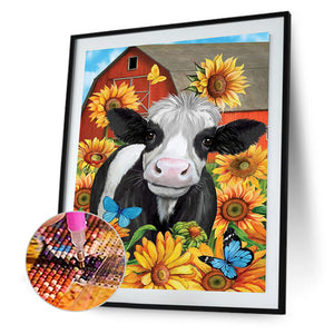 Sunflower Cow 30*40CM £¨canvans) Full Round Drill Diamond Painting