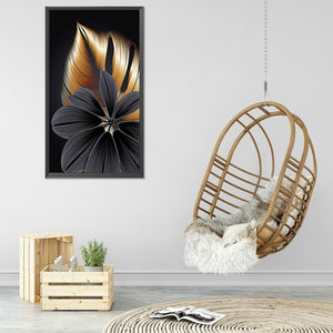 Black Gold Flowers Leaves 40*60CM £¨canvans) Full Round Drill Diamond Painting