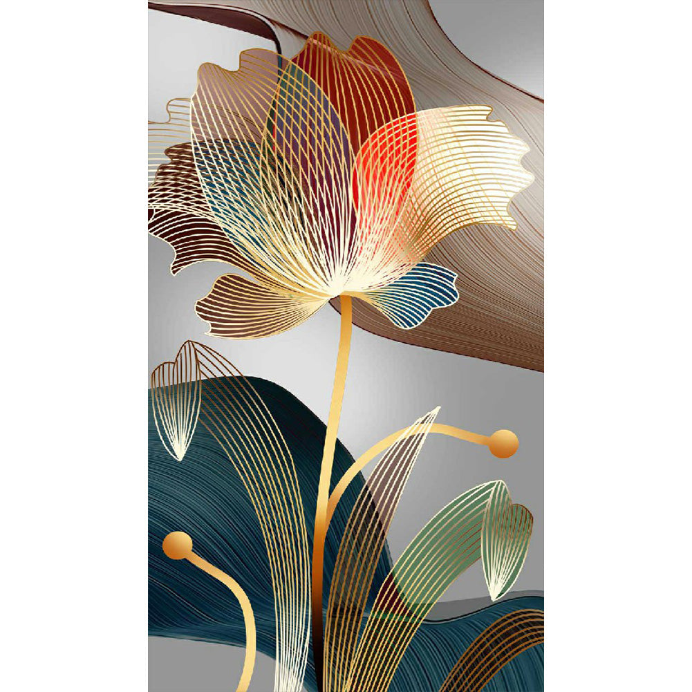 Golden Leaf Lotus 40*75CM £¨canvans) Full Round Drill Diamond Painting