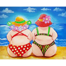Load image into Gallery viewer, Fat Woman In Swimsuit 50*40CM £¨canvans) Full Round Drill Diamond Painting
