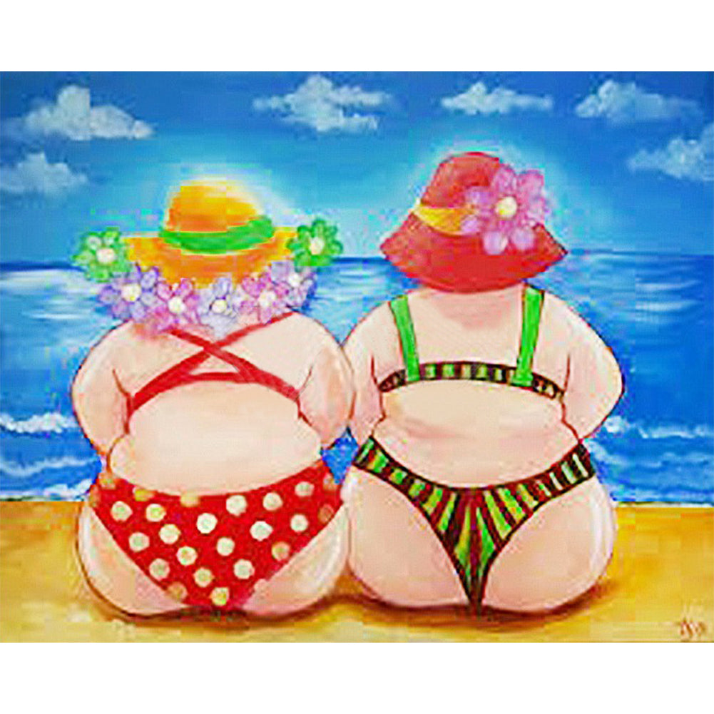 Fat Woman In Swimsuit 50*40CM £¨canvans) Full Round Drill Diamond Painting