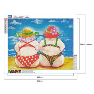 Fat Woman In Swimsuit 50*40CM £¨canvans) Full Round Drill Diamond Painting