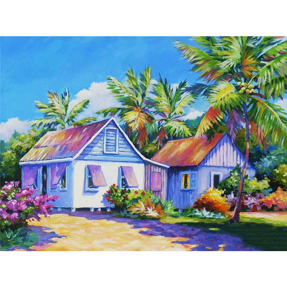 Seaside Village 40*30CM £¨canvans) Full Round Drill Diamond Painting