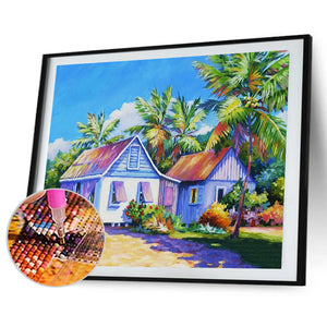 Seaside Village 40*30CM £¨canvans) Full Round Drill Diamond Painting