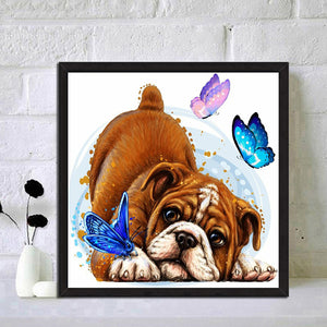 Butterfly And Puppy 30*30CM £¨canvans) Full Round Drill Diamond Painting