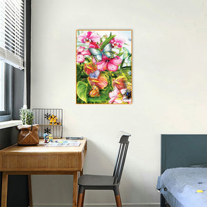 Butterfly And Flower 30*40CM £¨canvans) Full Round Drill Diamond Painting