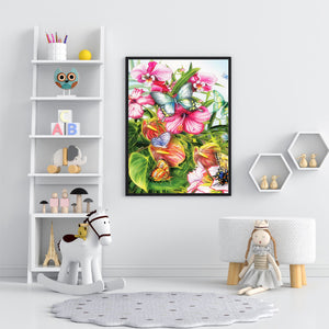 Butterfly And Flower 30*40CM £¨canvans) Full Round Drill Diamond Painting
