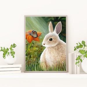 Rabbit In Flower 30*40CM £¨canvans) Full Round Drill Diamond Painting