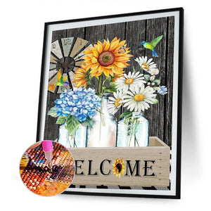 Sunflower Flowers 30*40CM £¨canvans) Full Round Drill Diamond Painting