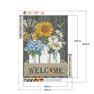 Sunflower Flowers 30*40CM £¨canvans) Full Round Drill Diamond Painting