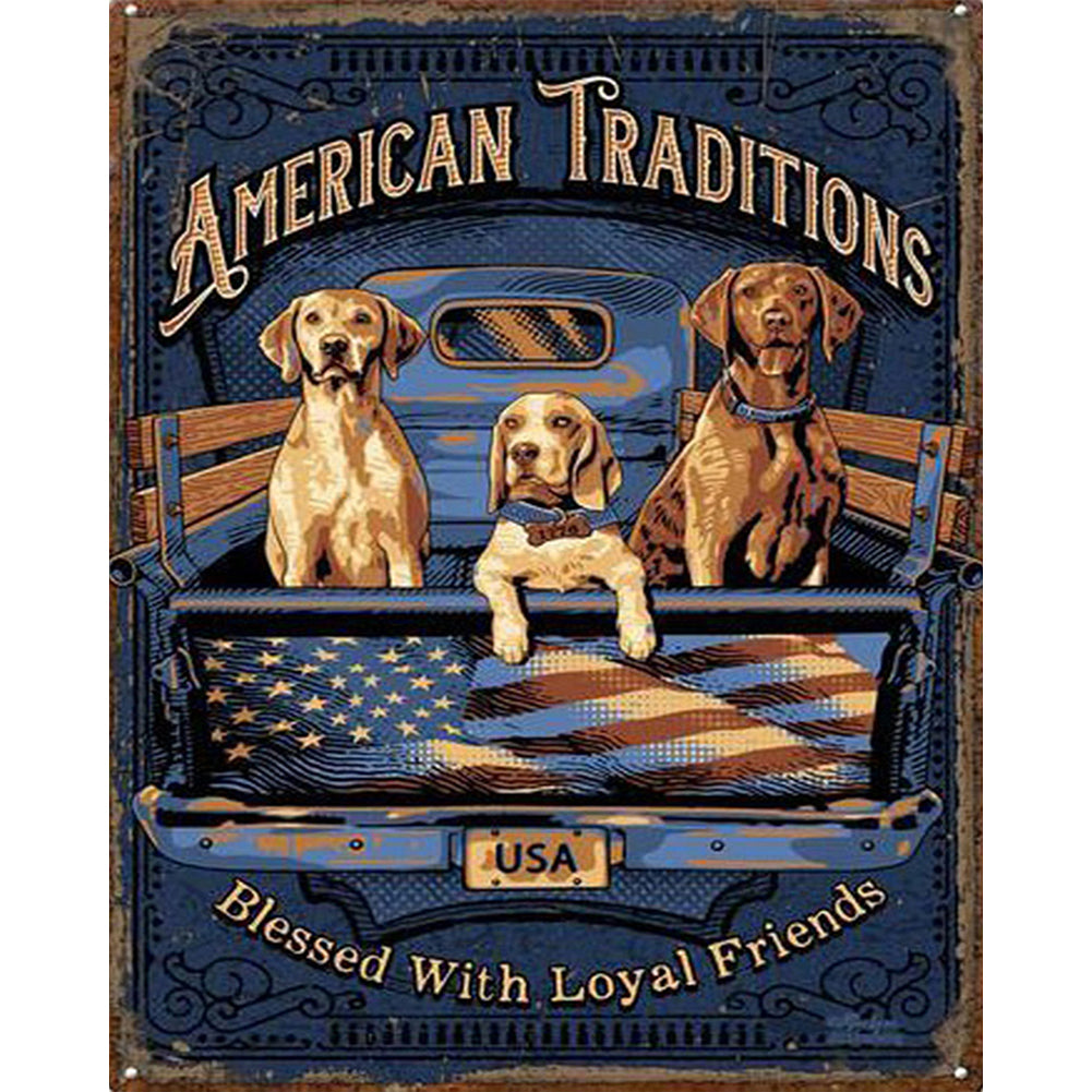 American Puppy 40*50CM £¨canvans) Full Round Drill Diamond Painting
