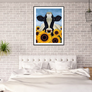 Sunflower Cow 30*40CM £¨canvans) Full Round Drill Diamond Painting