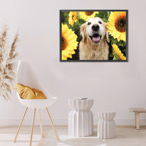 Sunflower Dog 40*30CM £¨canvans) Full Round Drill Diamond Painting