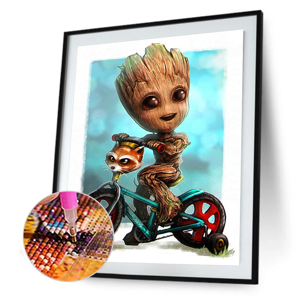5D Diamond Painting Groot on a Bicycle Kit