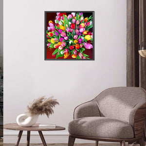 Tulip Bouquet 30*30CM £¨canvans) Full Round Drill Diamond Painting