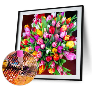 Tulip Bouquet 30*30CM £¨canvans) Full Round Drill Diamond Painting