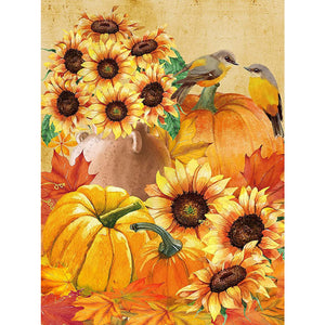 Pumpkin Sunflower 30*40CM £¨canvans) Full Round Drill Diamond Painting