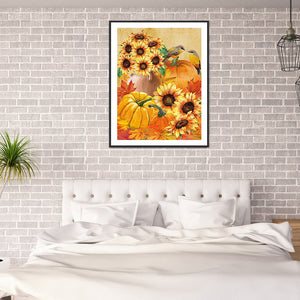 Pumpkin Sunflower 30*40CM £¨canvans) Full Round Drill Diamond Painting