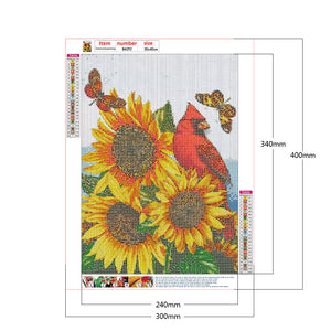 Sunflower Bird 30*40CM £¨canvans) Full Round Drill Diamond Painting