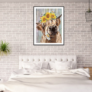 Sunflower Cow 30*40CM £¨canvans) Full Round Drill Diamond Painting