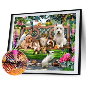 Cats And Dogs 50*40CM (canvans) Full Round Drill Diamond Painting