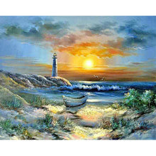 Load image into Gallery viewer, Seaside Lighthouse Sunset 40*30CM (canvans) Full Round Drill Diamond Painting
