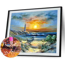 Load image into Gallery viewer, Seaside Lighthouse Sunset 40*30CM (canvans) Full Round Drill Diamond Painting
