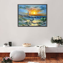 Load image into Gallery viewer, Seaside Lighthouse Sunset 40*30CM (canvans) Full Round Drill Diamond Painting
