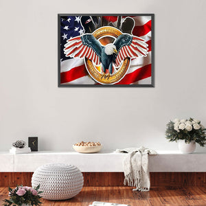 Flag Eagle 40*30CM (canvans) Full Round Drill Diamond Painting