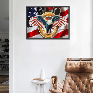 Flag Eagle 40*30CM (canvans) Full Round Drill Diamond Painting