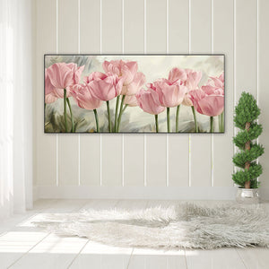 Pink Tulips 80*40CM (canvans) Full Square Drill Diamond Painting