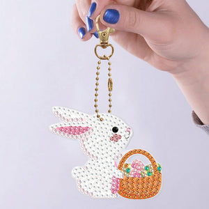 5pcs Diamond Painting Keyring Kits DIY Rabbit Keychain Bag Pendant (YSK095)