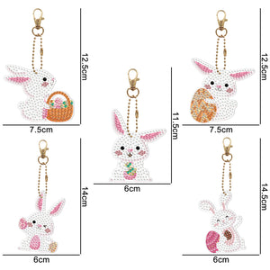 5pcs Diamond Painting Keyring Kits DIY Rabbit Keychain Bag Pendant (YSK095)