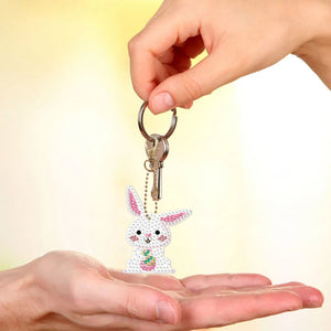 5pcs Diamond Painting Keyring Kits DIY Rabbit Keychain Bag Pendant (YSK095)