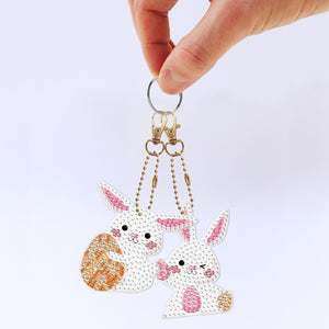 5pcs Diamond Painting Keyring Kits DIY Rabbit Keychain Bag Pendant (YSK095)