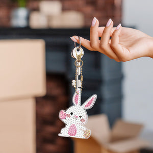 5pcs Diamond Painting Keyring Kits DIY Rabbit Keychain Bag Pendant (YSK095)