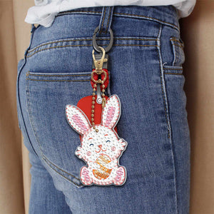 8pcs Diamond Painting Keyring Kits DIY Rabbit Keychain Bag Pendant (YSK096)