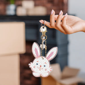 8pcs Diamond Painting Keyring Kits DIY Rabbit Keychain Bag Pendant (YSK096)