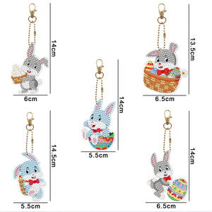 5pcs Diamond Painting Keyring Kits DIY Rabbit Keychain Bag Pendant (YSK098)