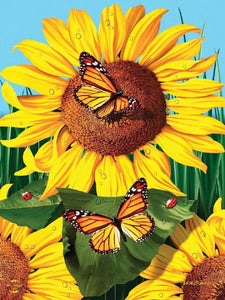 Sunflower Butterfly 30*40CM (canvans) Full Round Drill Diamond Painting