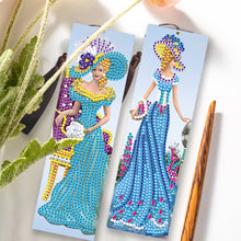 Load image into Gallery viewer, 2pcs DIY Diamond Painting Leather Bookmark Lady Mosaic Craft Art (FQY062)
