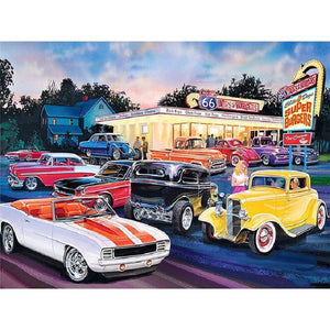 Car 50x40CM(canvas) Full Round Drill Diamond Painting