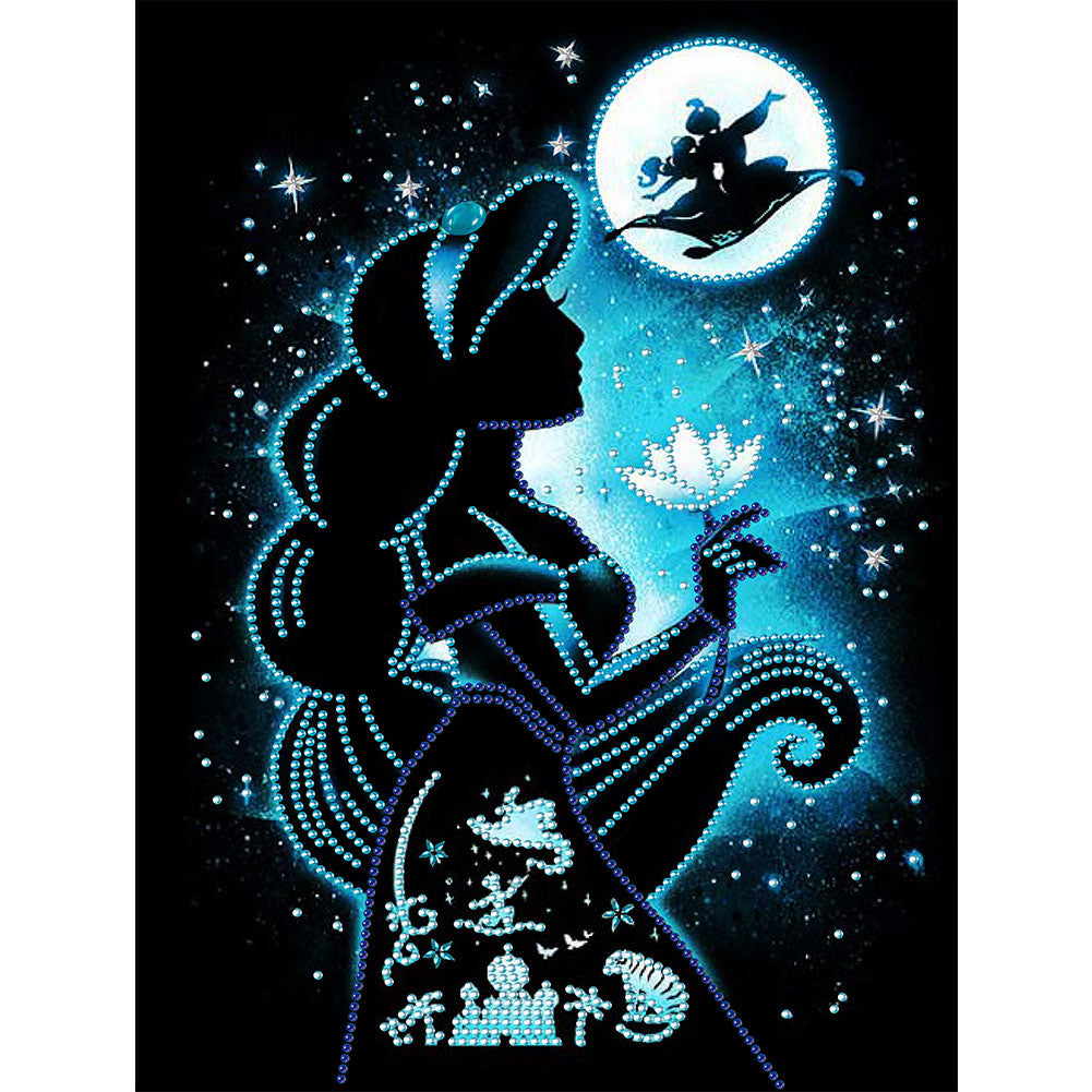 Disney Princess Silhouette 30*40CM(canvans) Partial Special-Shaped Drill Diamond Painting