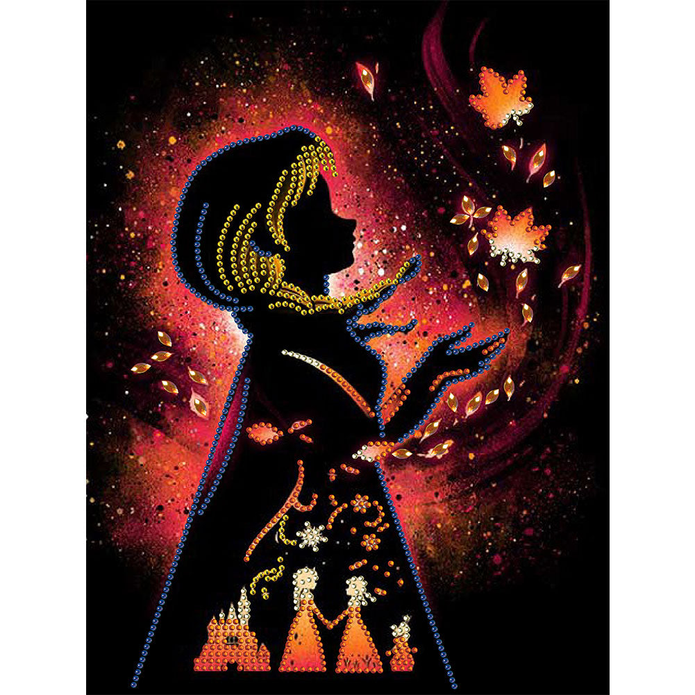 Disney Princess Silhouette 30*40CM(canvans) Partial Special-Shaped Drill Diamond Painting